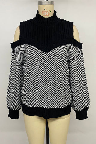 Cold Shoulder Chevron Sweater