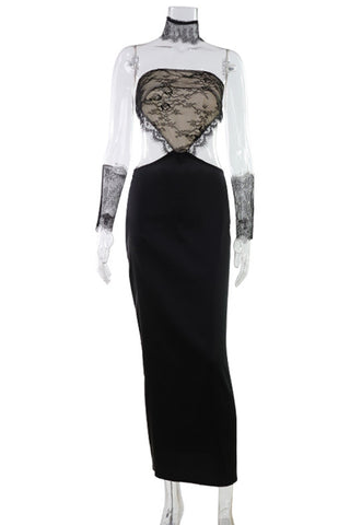 Elegant Lace Detail Evening Gown