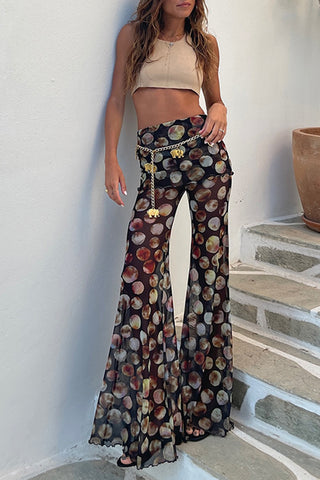 Flared Polka Dot Casual Pants