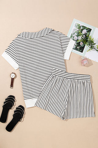 Striped Short Sleeve Lounge Set