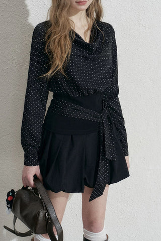 Tie-Waist Polka Dot Blouse
