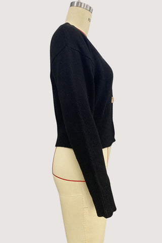 Gold-Button Knit Cardigan