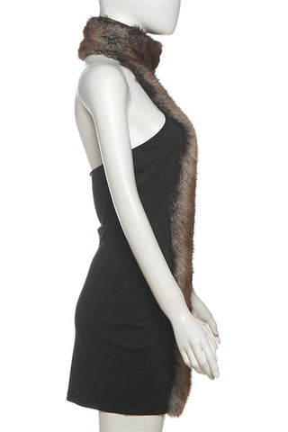 Elegant Faux Fur Trimmed Dress