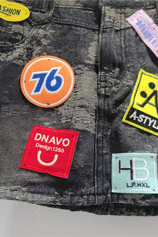 Patchwork Denim Mini Skirt