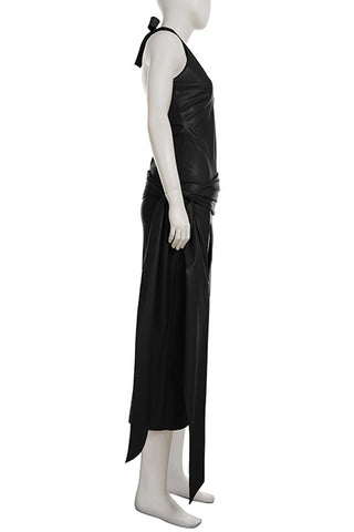 Halter-Neck Draped Casual Dress