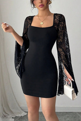 Lace Sleeve Mini Dress