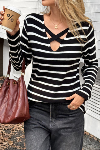 Cut-Out Striped Sweater
