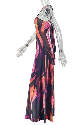Strappy Abstract Evening Gown