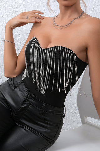 Rhinestone Embellished Camisole Bodysuit