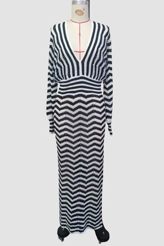 Chevron Striped Casual Dress
