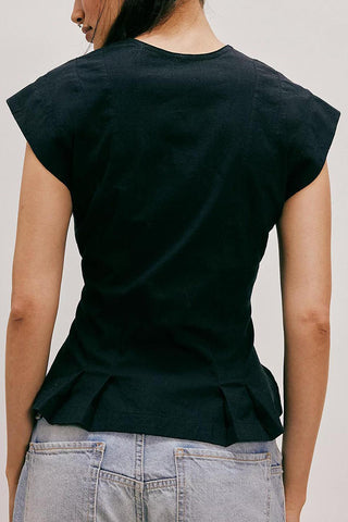 Button-Front Peplum Tank Top