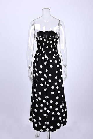 Strapless Polka Dot Midi Dress