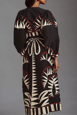 Geometric Print Long Casual Dress