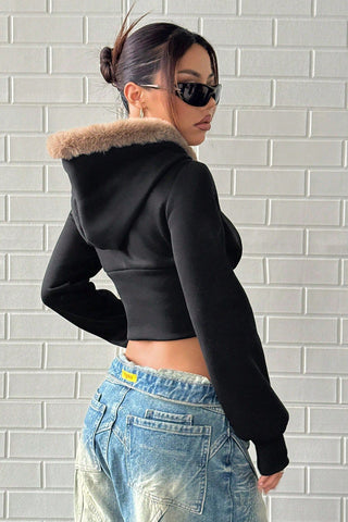 Hooded Faux Fur Trimmed Jacket