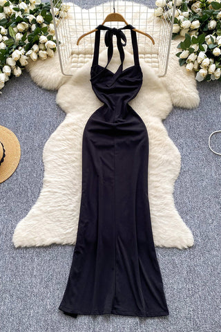 Ruched Halter Maxi Dress