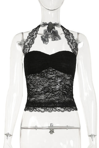 Lace Halter Neck Tank Top