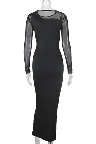 Sheer Sleeve Knotted Casual Dress