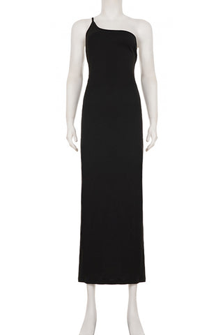 One-Shoulder Open-Back Maxi Dress