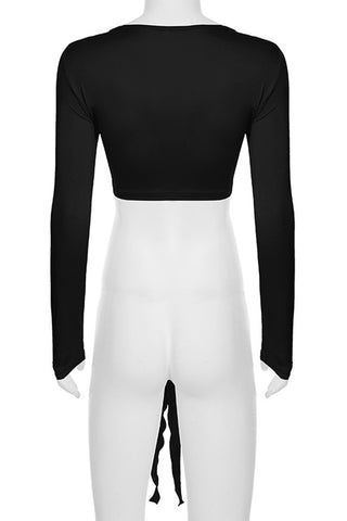 Tie-Front Long Sleeve Top