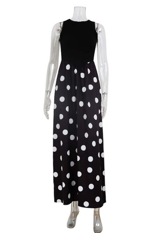 Sleeveless Polka Dot Casual Dress