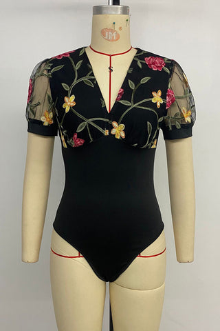 Floral Mesh Sleeve Bodysuit