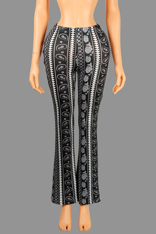 Geometric Pattern Flare Casual Pants