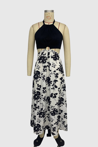 Halter Neck Floral Midi Dress