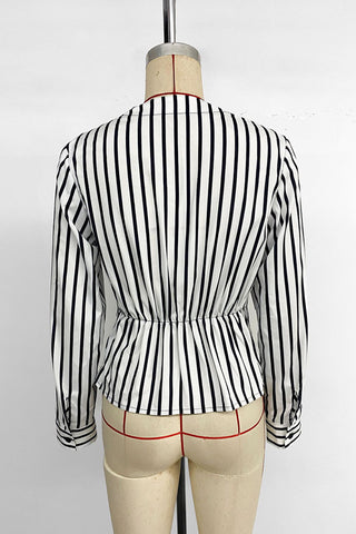 Striped Wrap-Front Blouse