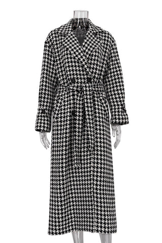 Oversized Houndstooth Long Coat