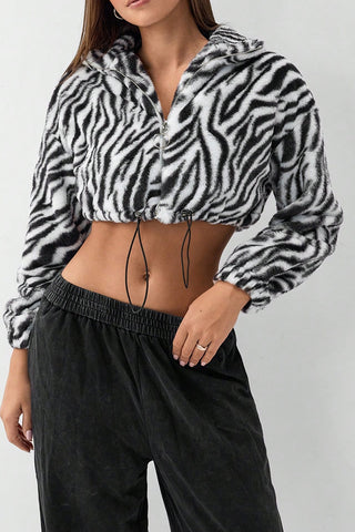 Zip-Up Cropped Zebra Jacket
