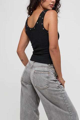 Eyelet-Trim Tank Top