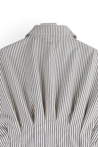 Striped Button-Up T-Shirt with Wide Sleeves
