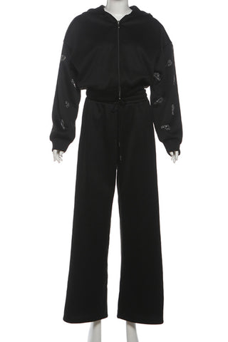 Casual Zipper-Front Pants Set