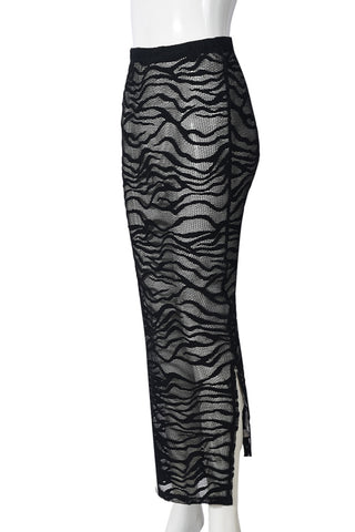 Textured Mesh Layered Casual Skirt