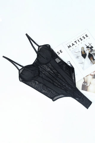 Strappy Sheer Panel Bodysuit