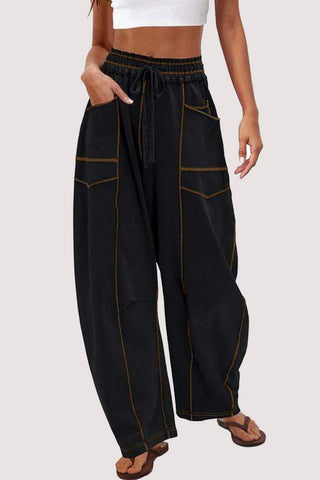 Relaxed Wide-Leg Drawstring Pants