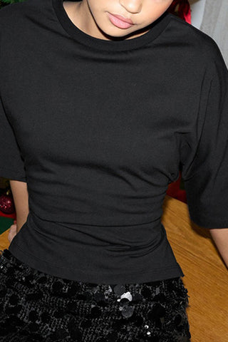 Ruched Waist Short Sleeve Top