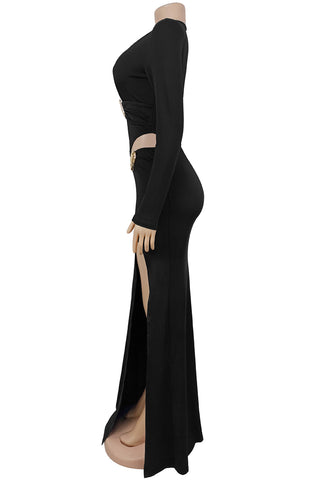 Elegant Long-Sleeve Cutout Dress