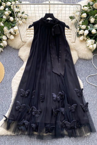 Butterfly Embellished Sleeveless Dress