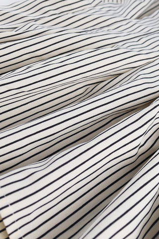 Striped Button-Up T-Shirt with Wide Sleeves