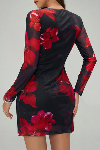 Floral Long-Sleeve Casual Dress