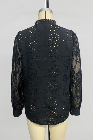 Lace Button-Front Blouse