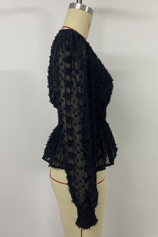 Elegant Textured Smocked Blouse