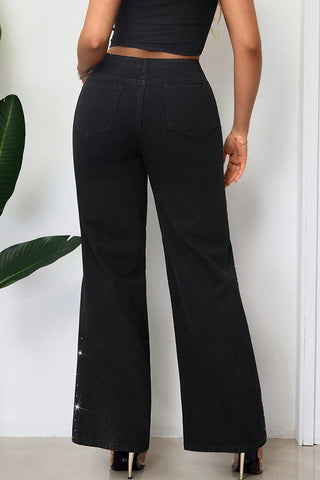 Rhinestone Wide Leg Jeans