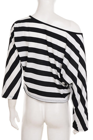 Off-Shoulder Striped T-Shirt