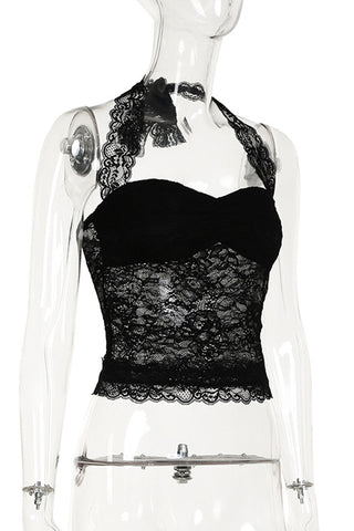Lace Halter Neck Tank Top