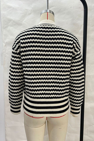 Striped Button-Up Cardigan