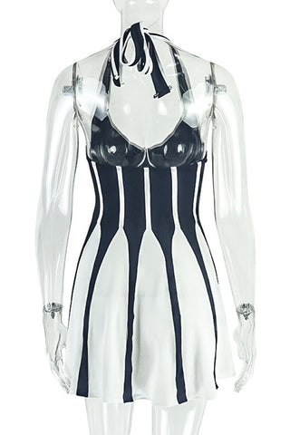 Halter Striped Casual Dress