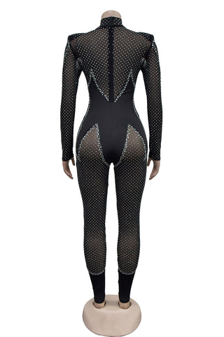Sparkling Mesh Detail Jumpsuit