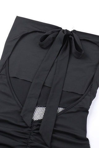 Halter Neck Mini Dress with Metallic Accents